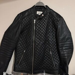Lamarque Mens Black Leather Jacket size 46